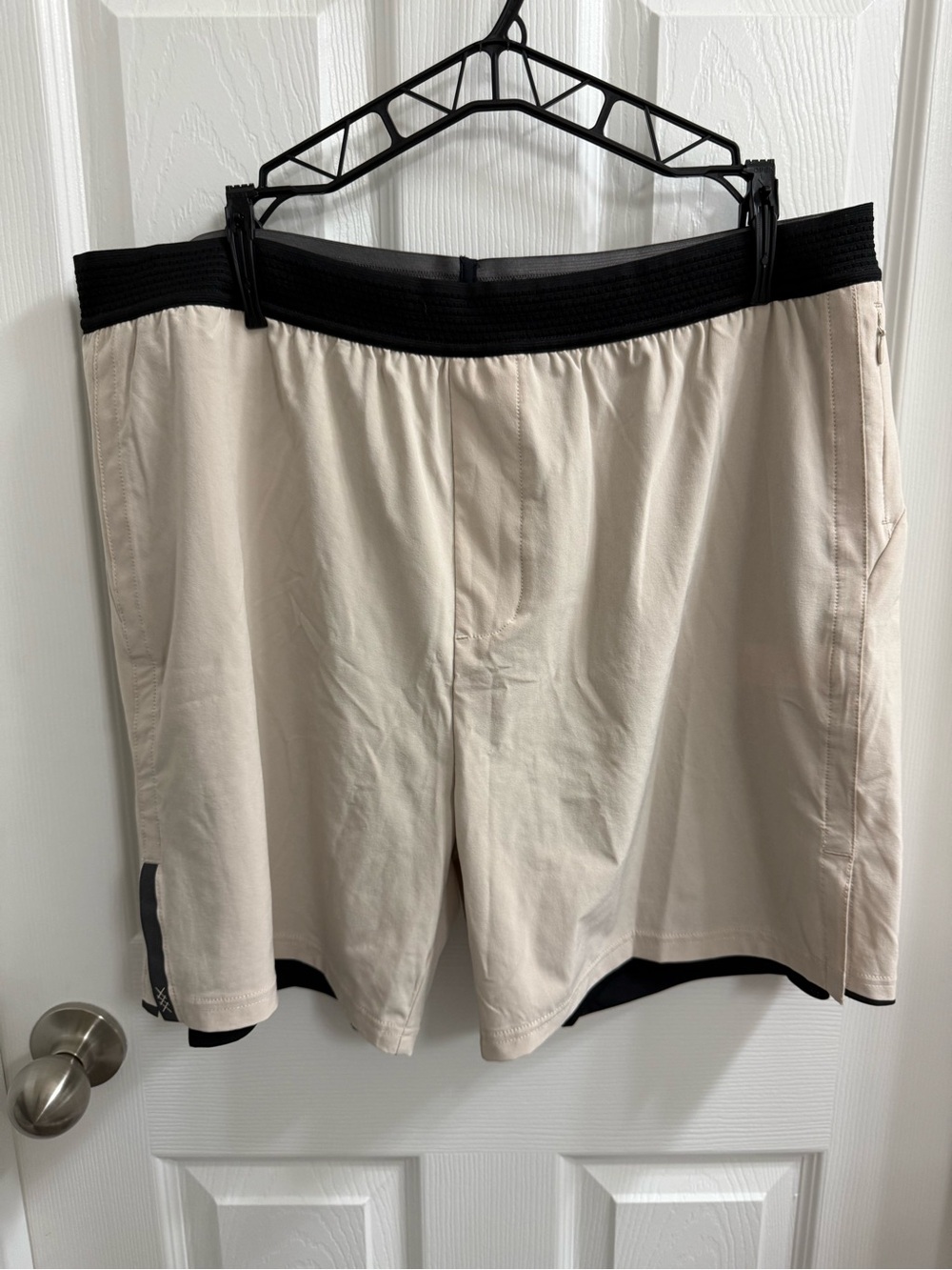 Rhône Beige and Black Lined Athletic Shorts